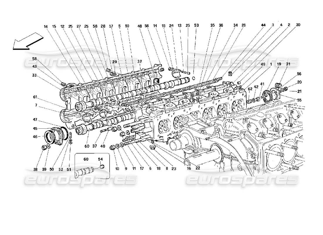 ferrari 512 tr teilediagramm des rechten zylinderkopfs