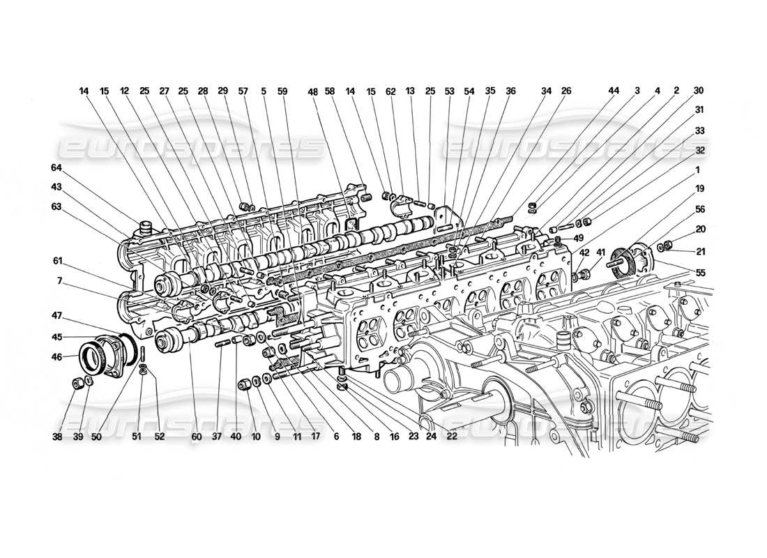 ferrari testarossa (1987) zylinderkopf (rechts) teilediagramm