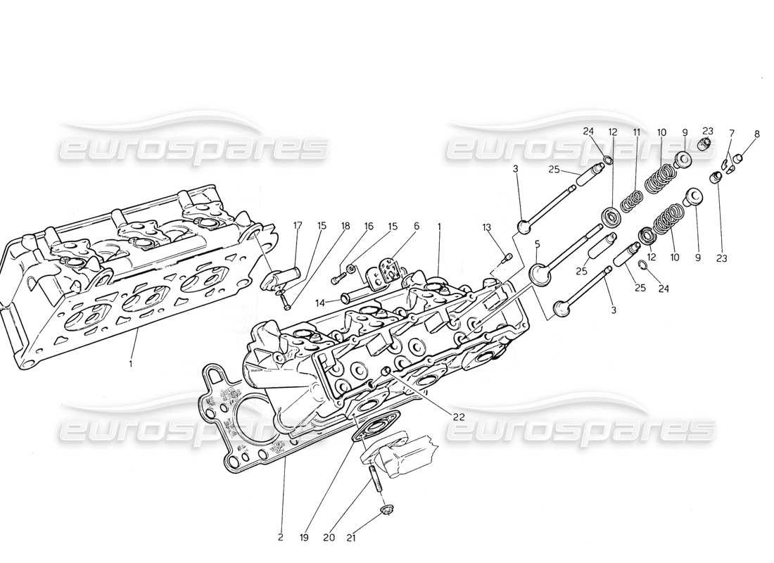 maserati biturbo spider zylinderkopf-teilediagramm