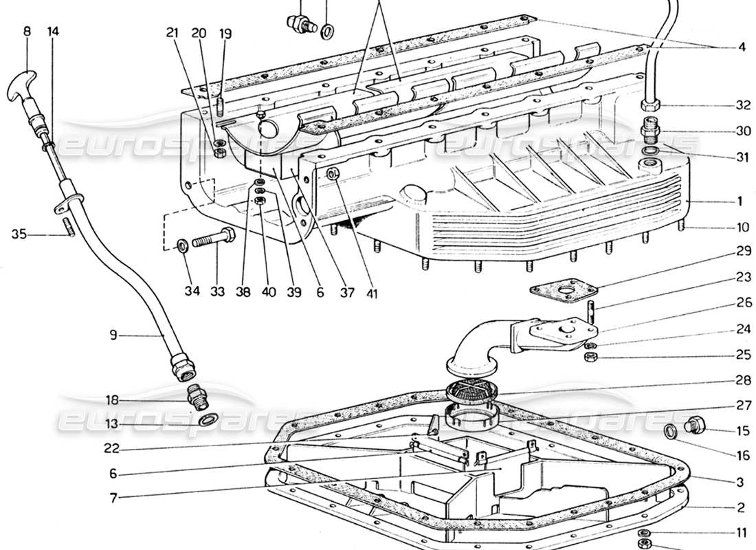ferrari 365 gt4 2+2 (1973) ölwannen-ersatzteildiagramm