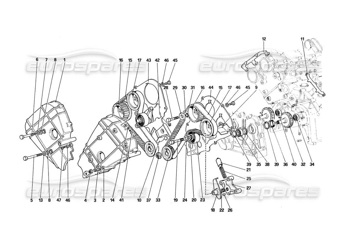 ferrari 328 (1988) timing-system - teilediagramm der steuerung