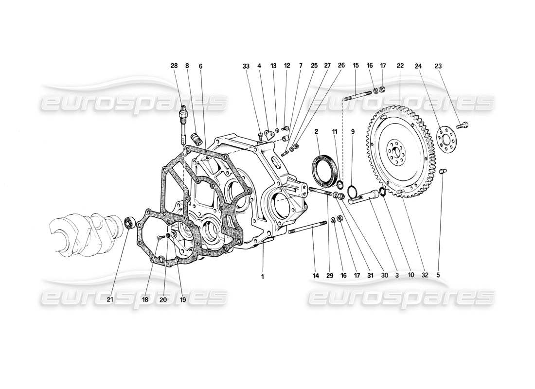 ferrari mondial 3.0 qv (1984) schwungrad und kupplungsgehäuse-distanzstück teilediagramm