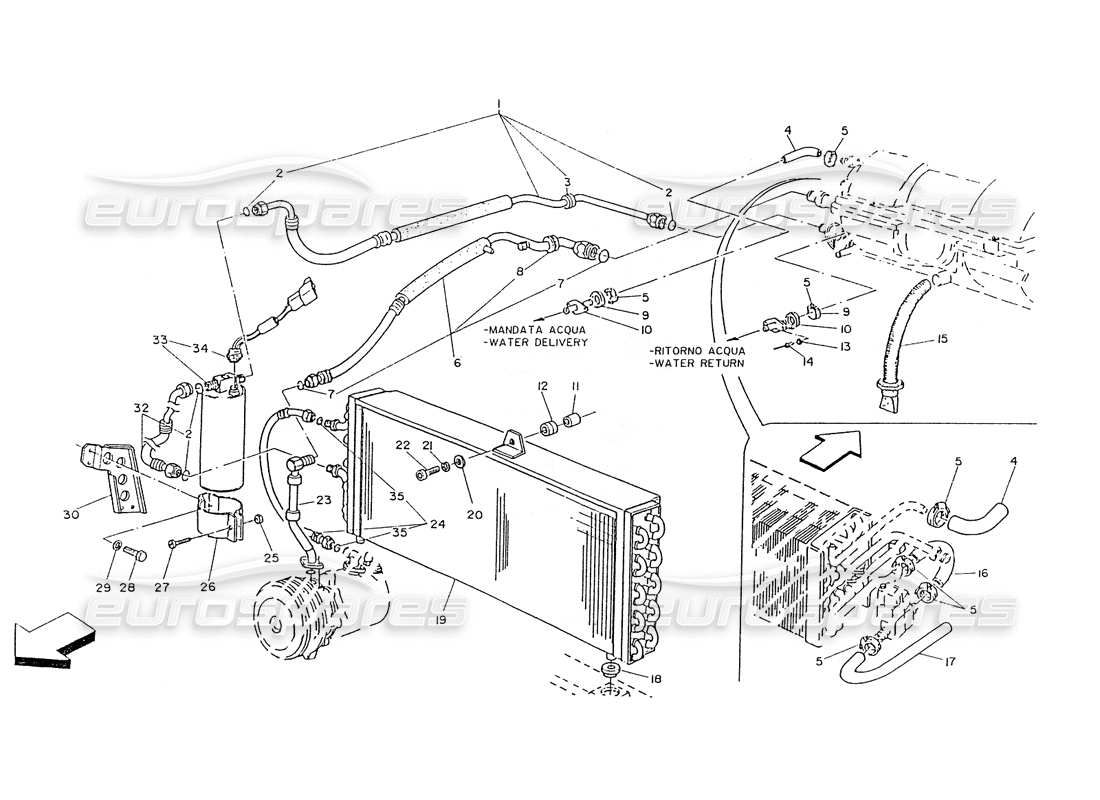 maserati ghibli 2.8 (non abs) teilediagramm der klimaanlage