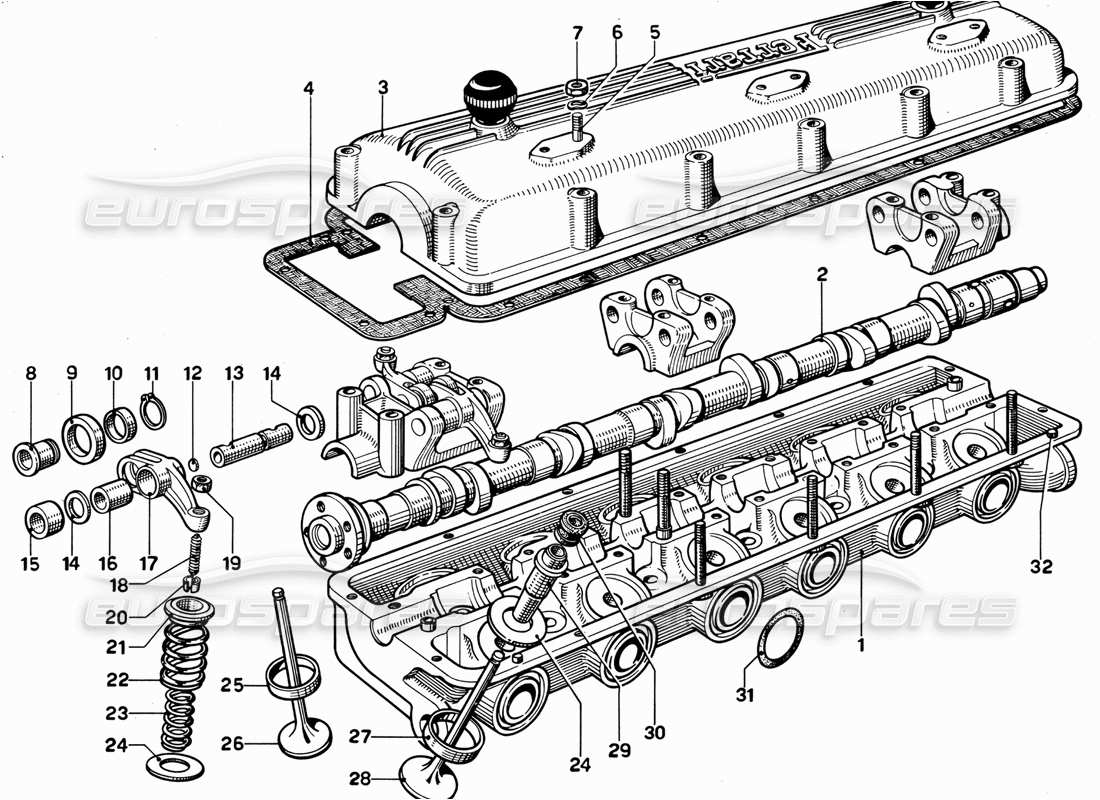 ferrari 365 gt 2+2 (mechanical) zylinderkopf (rechts) teilediagramm