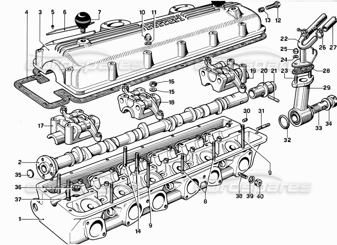 ferrari 365 gt 2+2 (mechanical) zylinderkopf (links) teilediagramm