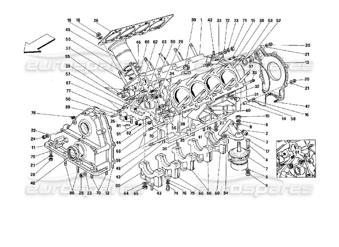 FERRARI MONDIAL 3.4 T COUPE/CABRIO KURBELGEHÄUSE-TEILEDIAGRAMM ferrari mondial 3.4 t coupe/cabrio kurbelgehäuse-teilediagramm