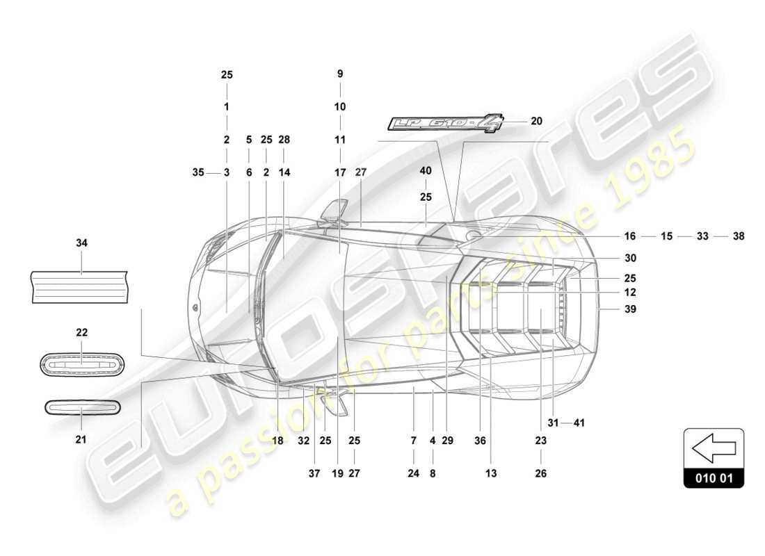lamborghini evo coupe (2021) beschriften/beschriftungen ersatzteil-diagramm