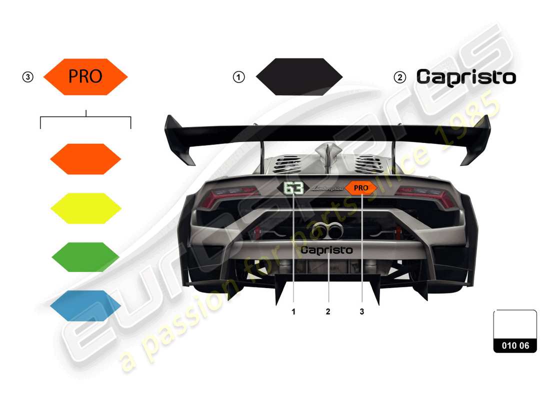 lamborghini 2018 (super trofeo evo) aufkleber ersatzteil-diagramm
