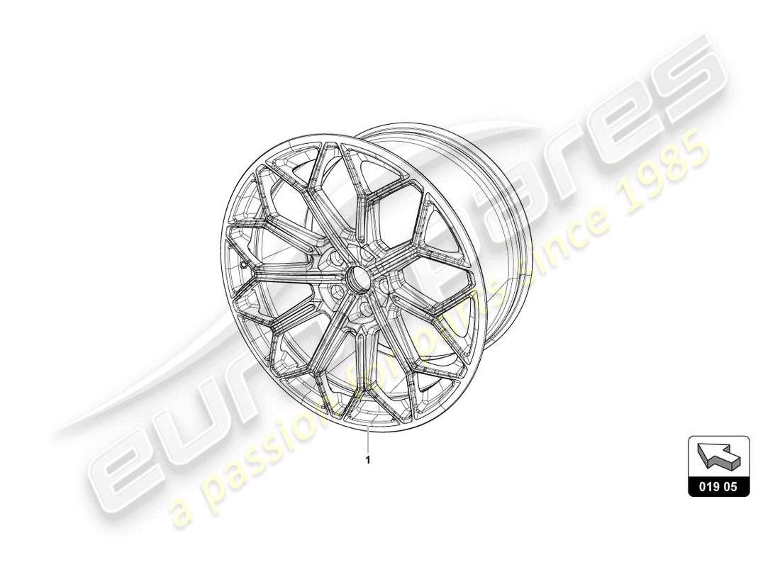 lamborghini urus s (accessories) 1 satz aluminiumfelgen ersatzteildiagramm