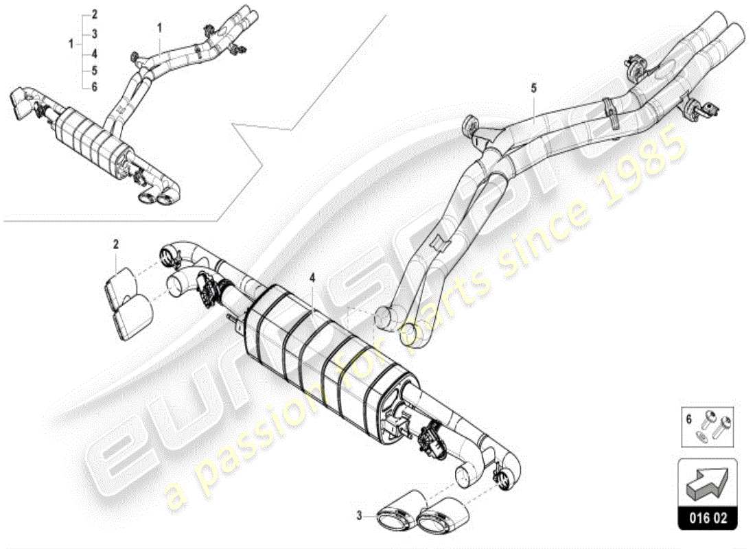 lamborghini urus s (accessories) sportauspuffanlage ersatzteildiagramm
