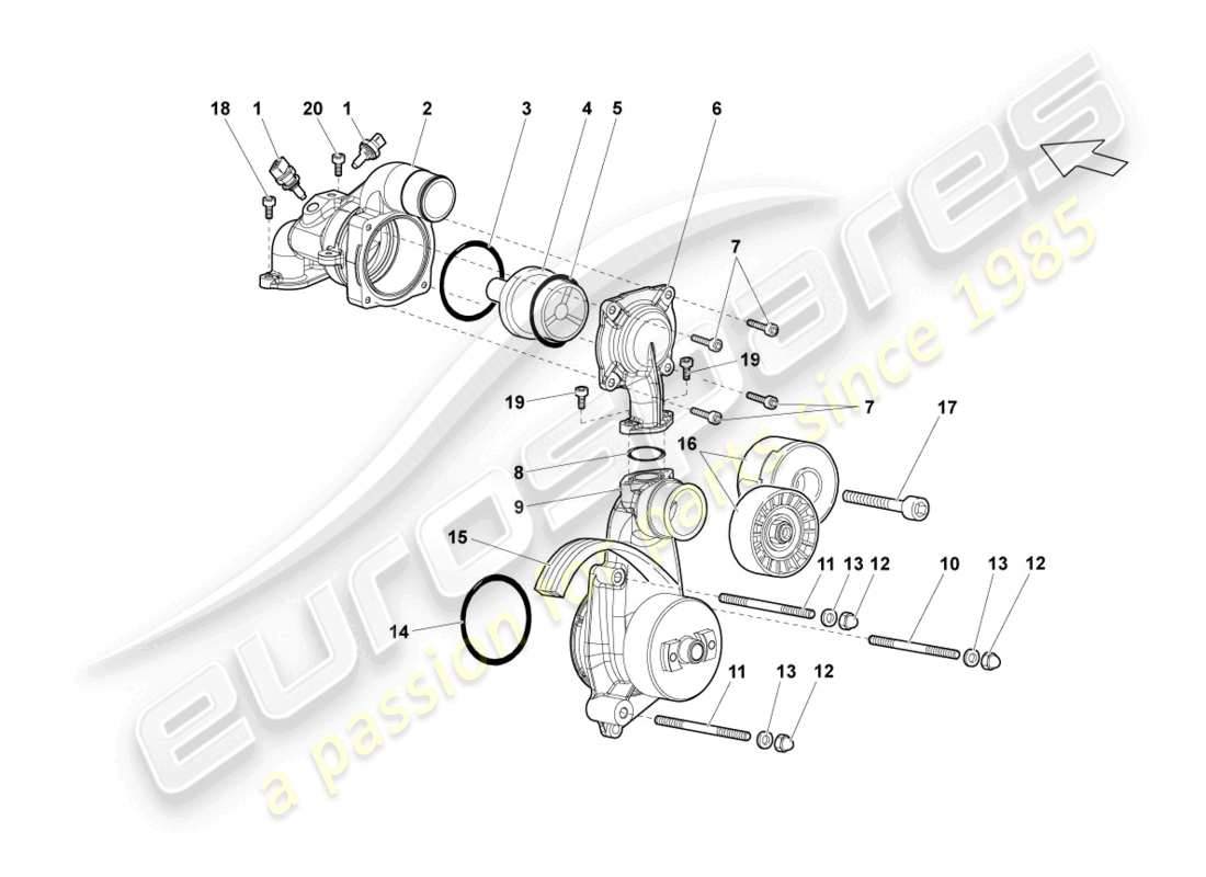 lamborghini reventon kühlmittelpumpe - ersatzteildiagramm