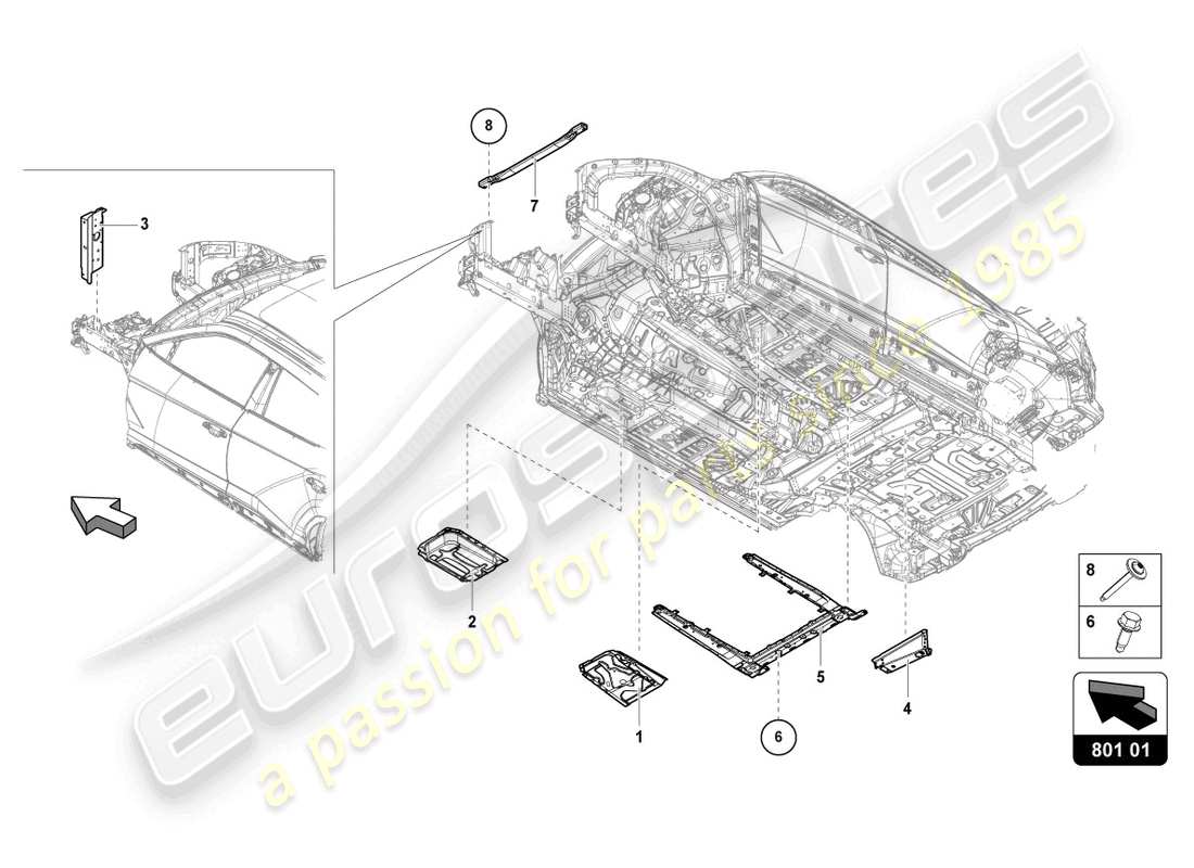 lamborghini urus (2021) halterung für batterie ersatzteildiagramm