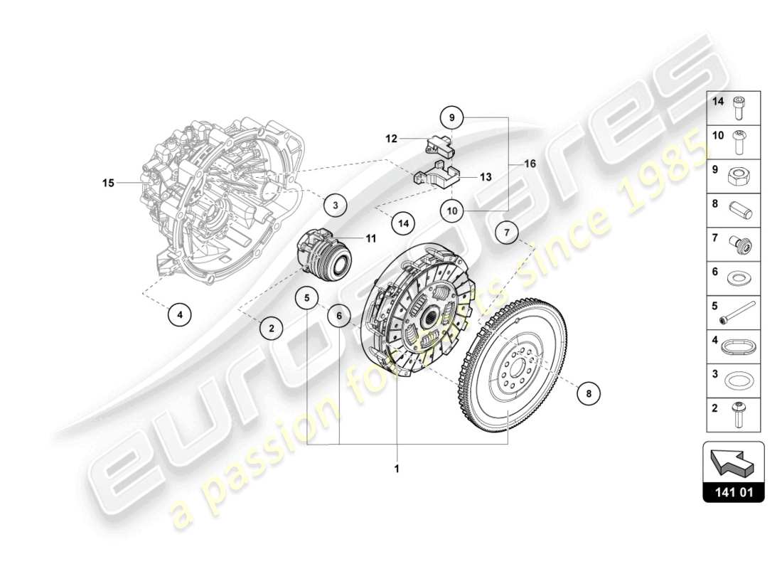 lamborghini ultimae (2022) schwungrad mit kupplung ersatzteildiagramm