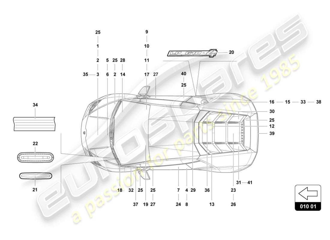 lamborghini evo coupe (2022) beschriften/beschriftungen ersatzteil-diagramm