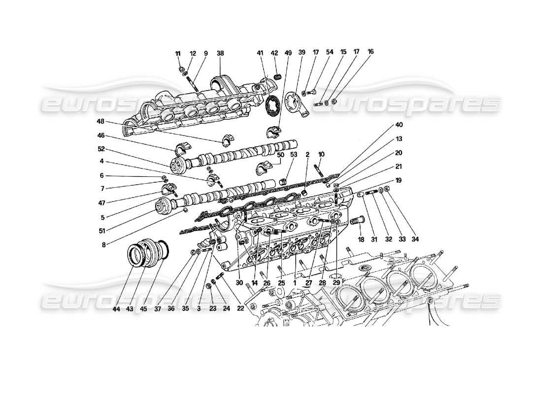ferrari 308 quattrovalvole (1985) zylinderkopf (rechts) teilediagramm
