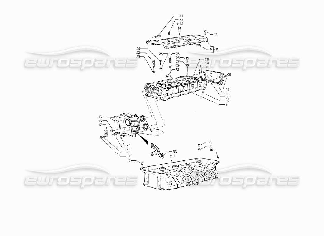 maserati qtp v8 (1998) zylinderköpfe, rh-rahmenteildiagramm