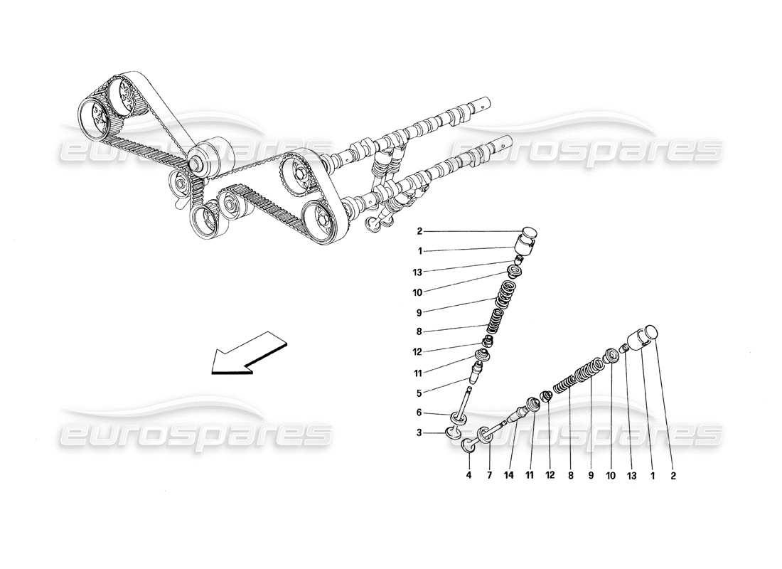 ferrari 348 (1993) tb / ts timing - stößel-teilediagramm