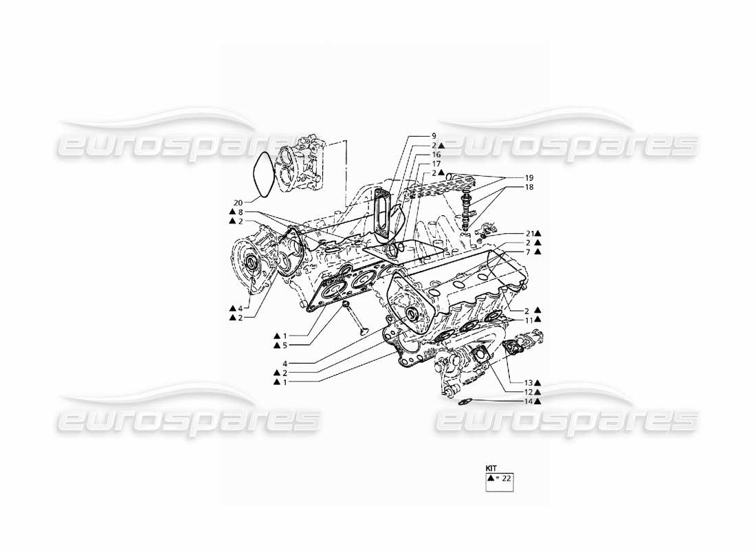 maserati qtp. 3.2 v8 (1999) diagramm für dichtungen und öldichtungen für zylinderköpfe zur überholung