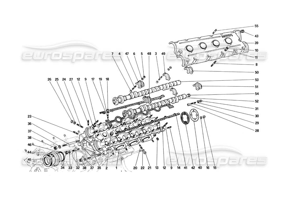 ferrari 308 quattrovalvole (1985) zylinderkopf (links) teilediagramm