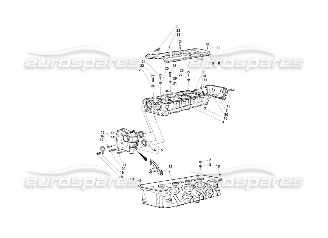 MASERATI QTP V8 EVOLUZIONE ZYLINDERKÖPFE, RH-RAHMENTEILDIAGRAMM maserati qtp v8 evoluzione zylinderköpfe, rh-rahmenteildiagramm