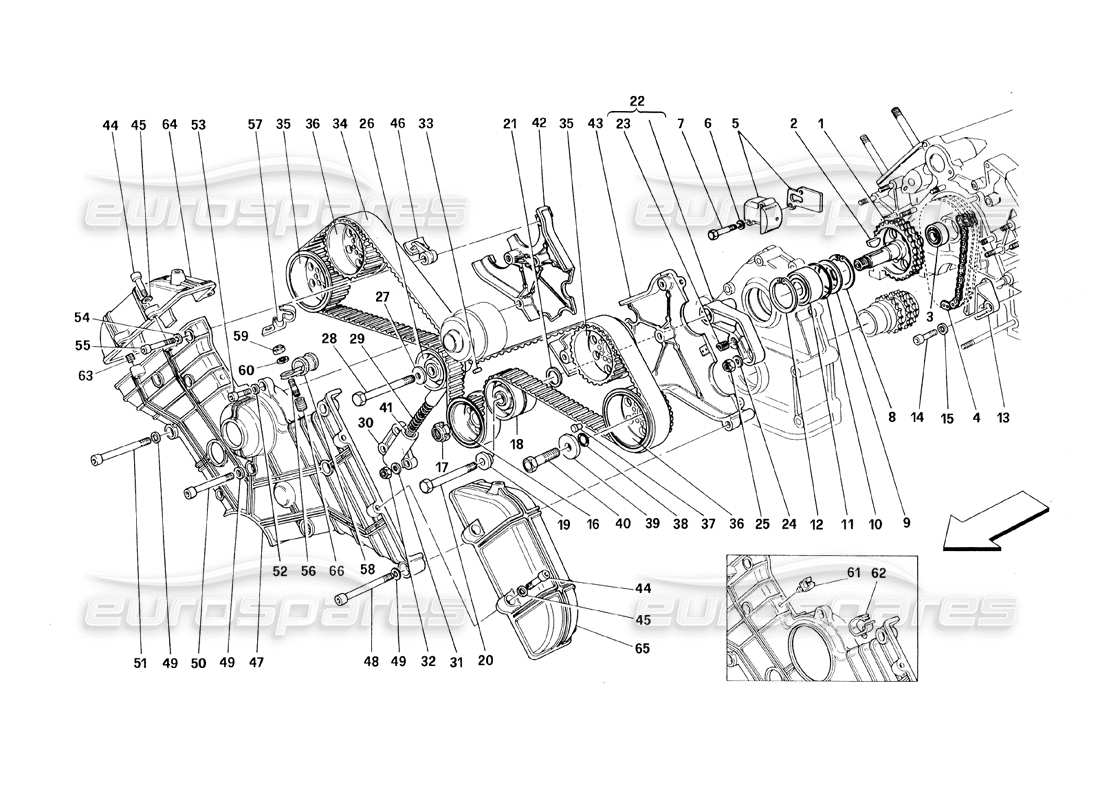 ferrari 348 (1993) tb / ts timing - steuerungen teilediagramm