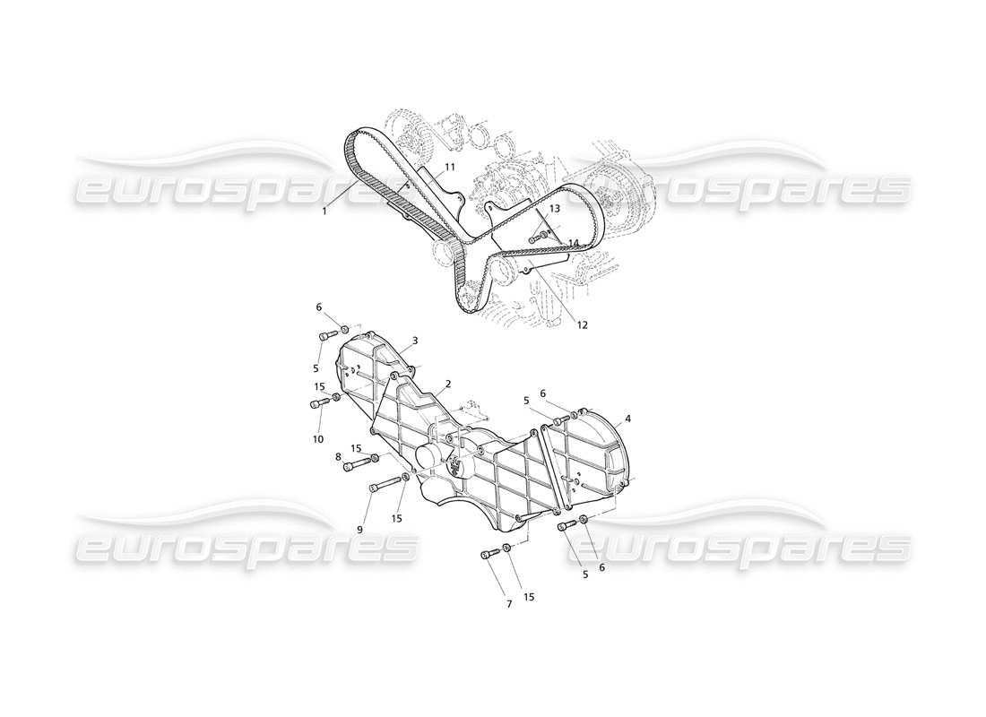 MASERATI QTP V8 EVOLUZIONE TIMING-BEFEHL UND TEILEDIAGRAMM FÜR ABDECKUNGEN maserati qtp v8 evoluzione timing-befehl und teilediagramm für abdeckungen