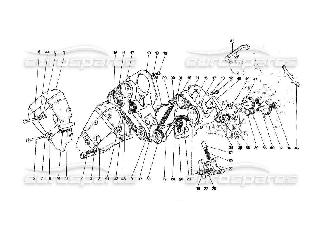 ferrari 308 quattrovalvole (1985) zeitmesssystem - teilediagramm der steuerungen