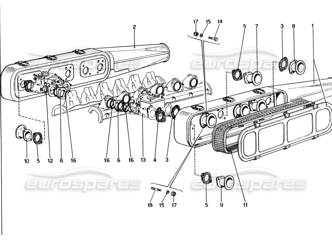 ferrari 365 gt4 2+2 (1973) teilediagramm für luftfilter