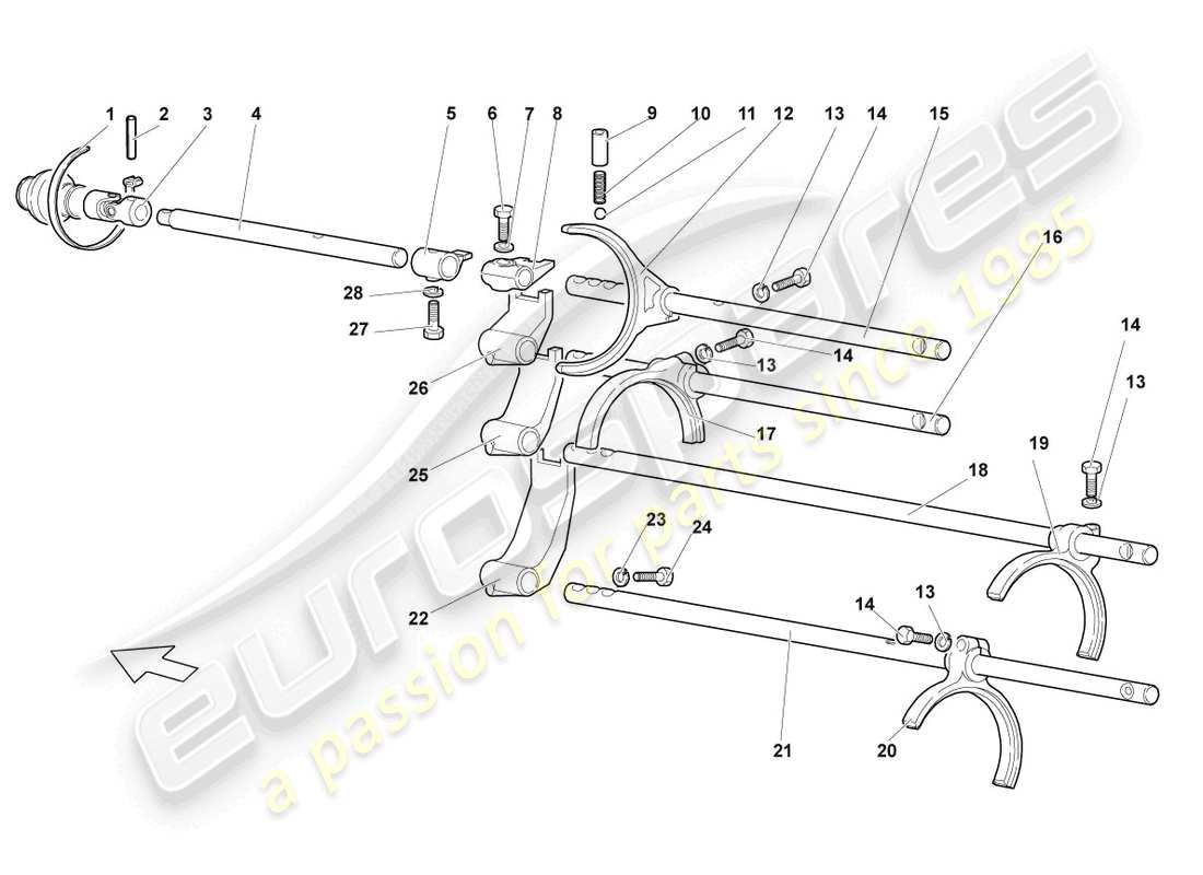 lamborghini reventon roadster auswahlmechanismus - ersatzteildiagramm