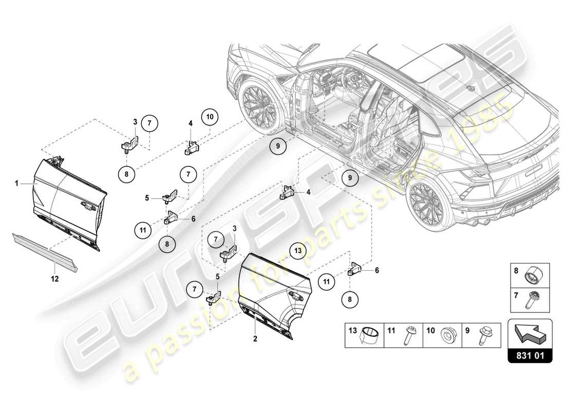 lamborghini urus performante (2023) door-teilediagramm