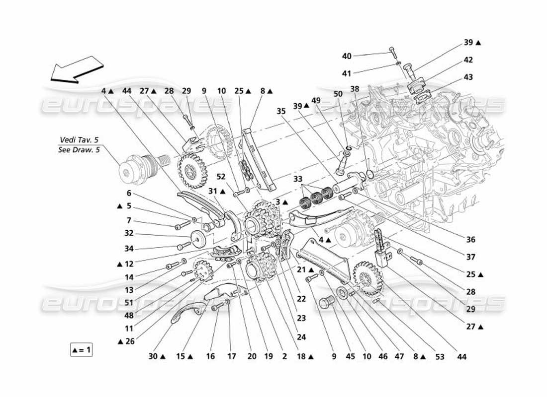 maserati 4200 gransport (2005) timing - steuerungen teilediagramm