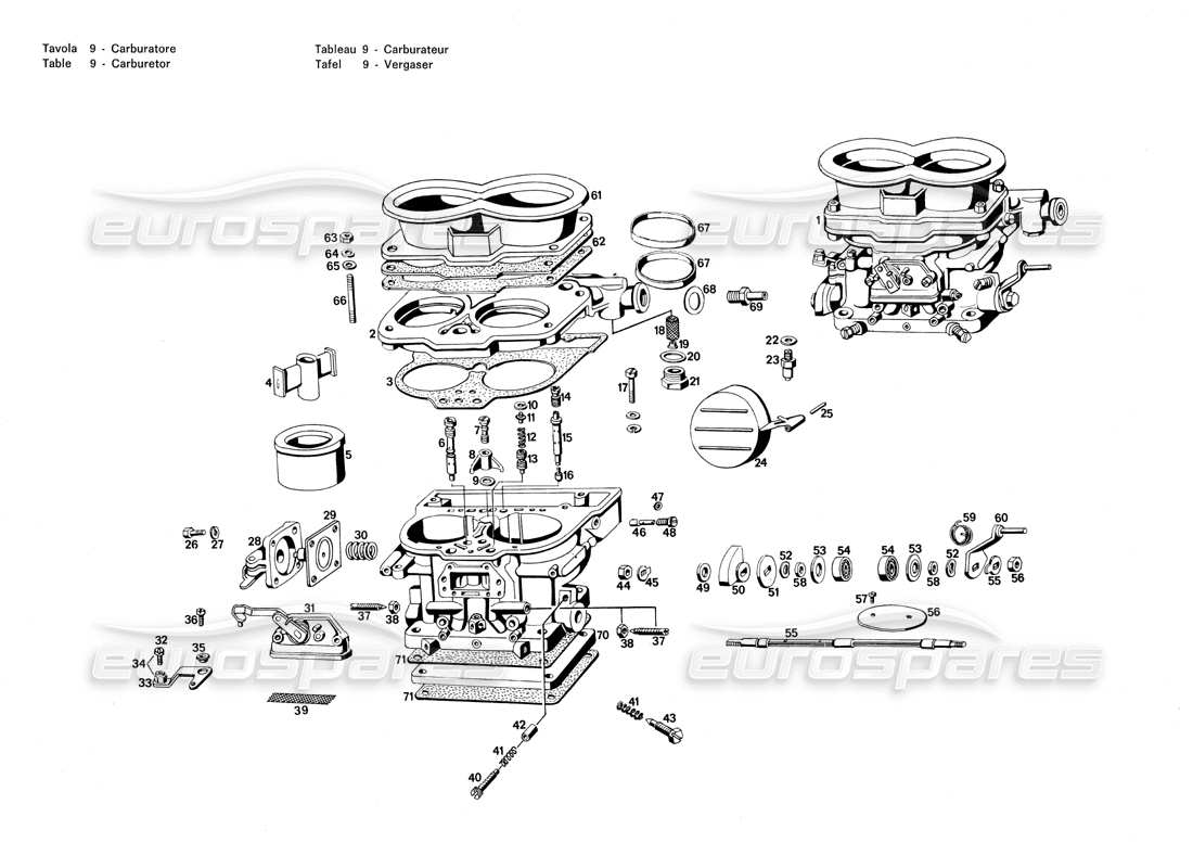 MASERATI MERAK 3.0 VERGASER-TEILEDIAGRAMM maserati merak 3.0 vergaser-teilediagramm