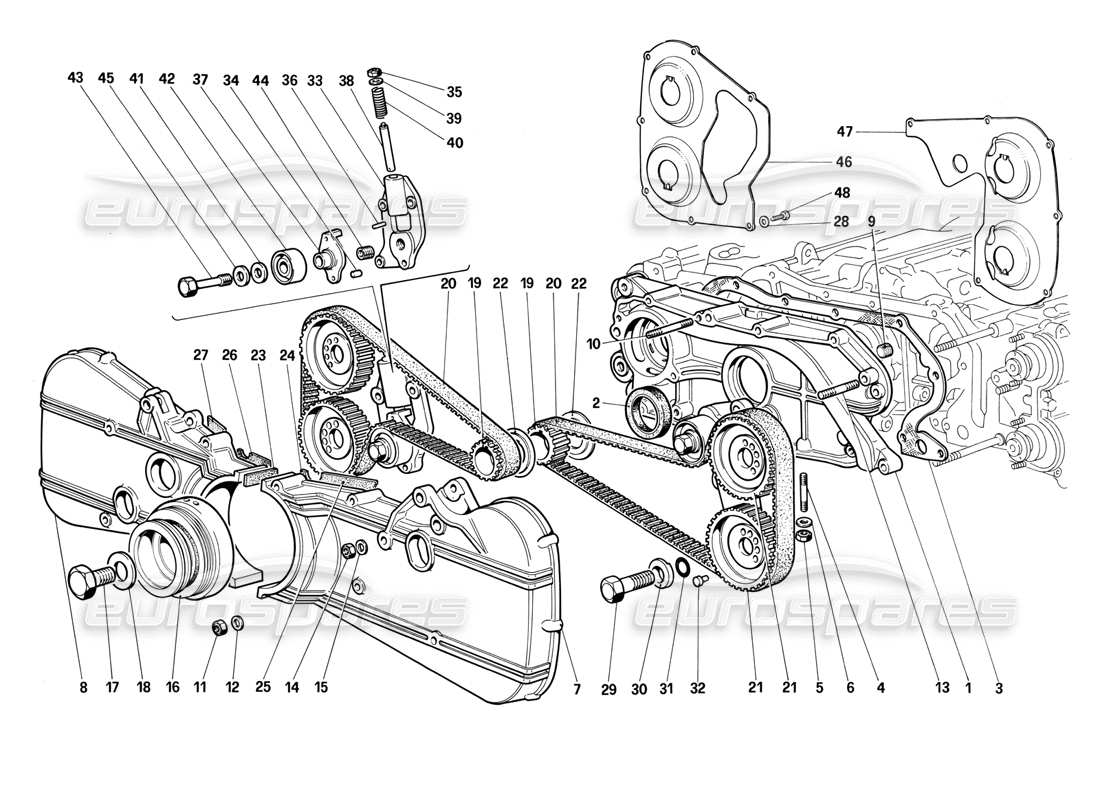ferrari testarossa (1990) zeitmesssystem - teilediagramm der steuerungen