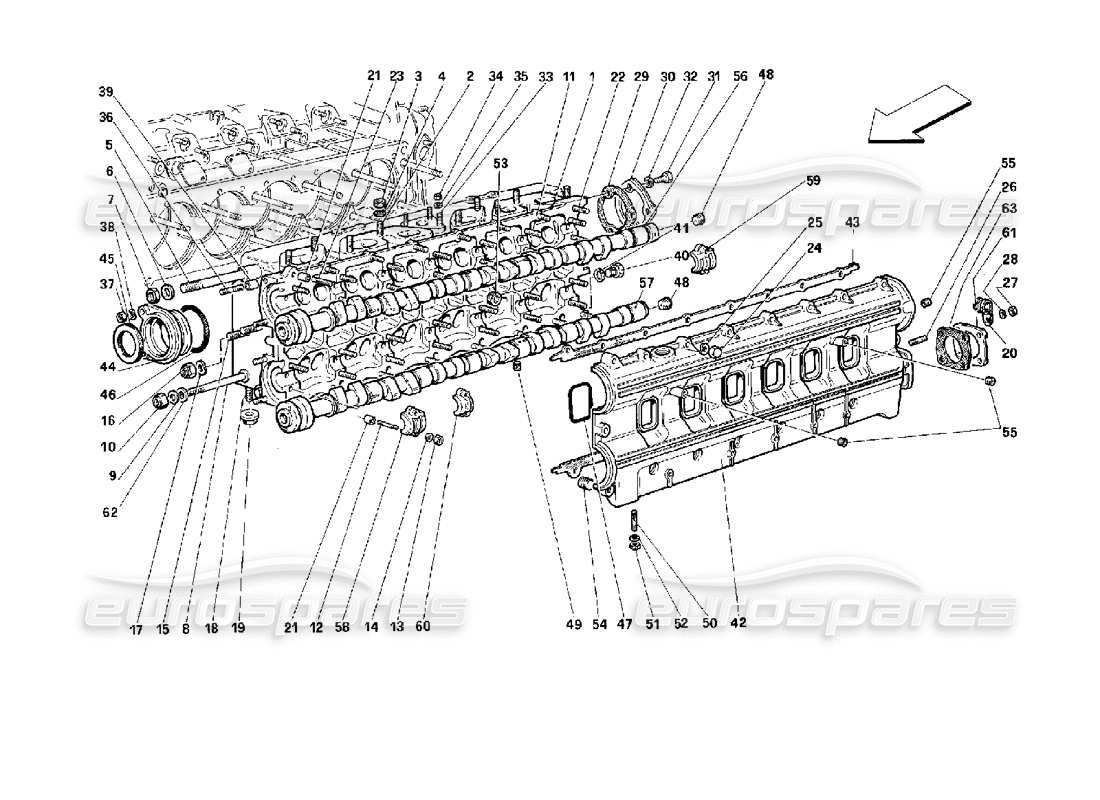 ferrari 512 tr teilediagramm des linken zylinderkopfs