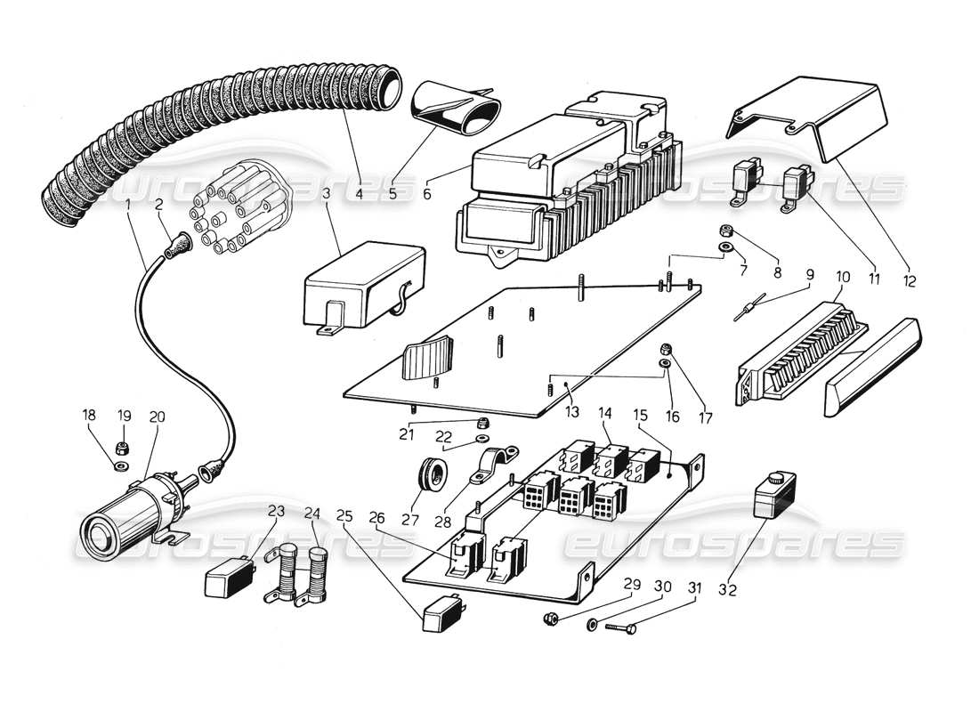 lamborghini countach 5000 qv (1985) teilediagramm des elektrischen systems