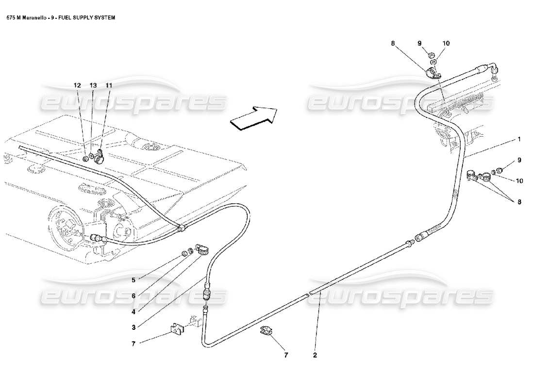 FERRARI 575M MARANELLO TEILEDIAGRAMM DES KRAFTSTOFFVERSORGUNGSSYSTEMS ferrari 575m maranello teilediagramm des kraftstoffversorgungssystems