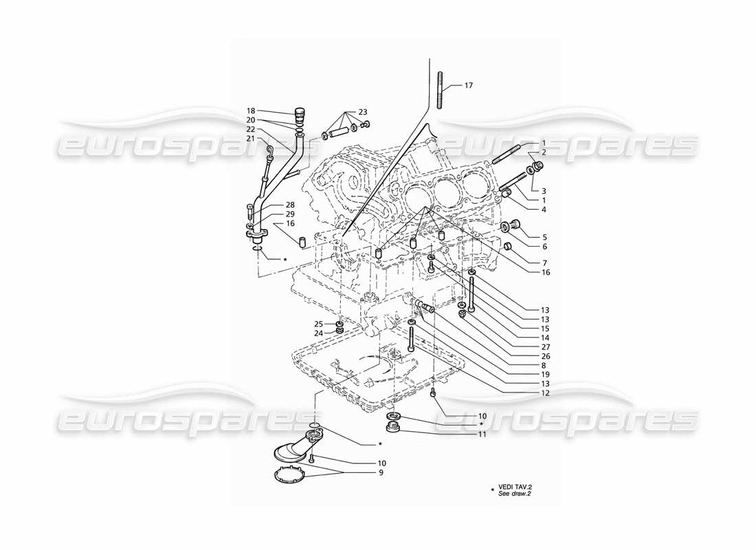 maserati qtp v6 (1996) teilediagramm für befestigungen und blockzubehör