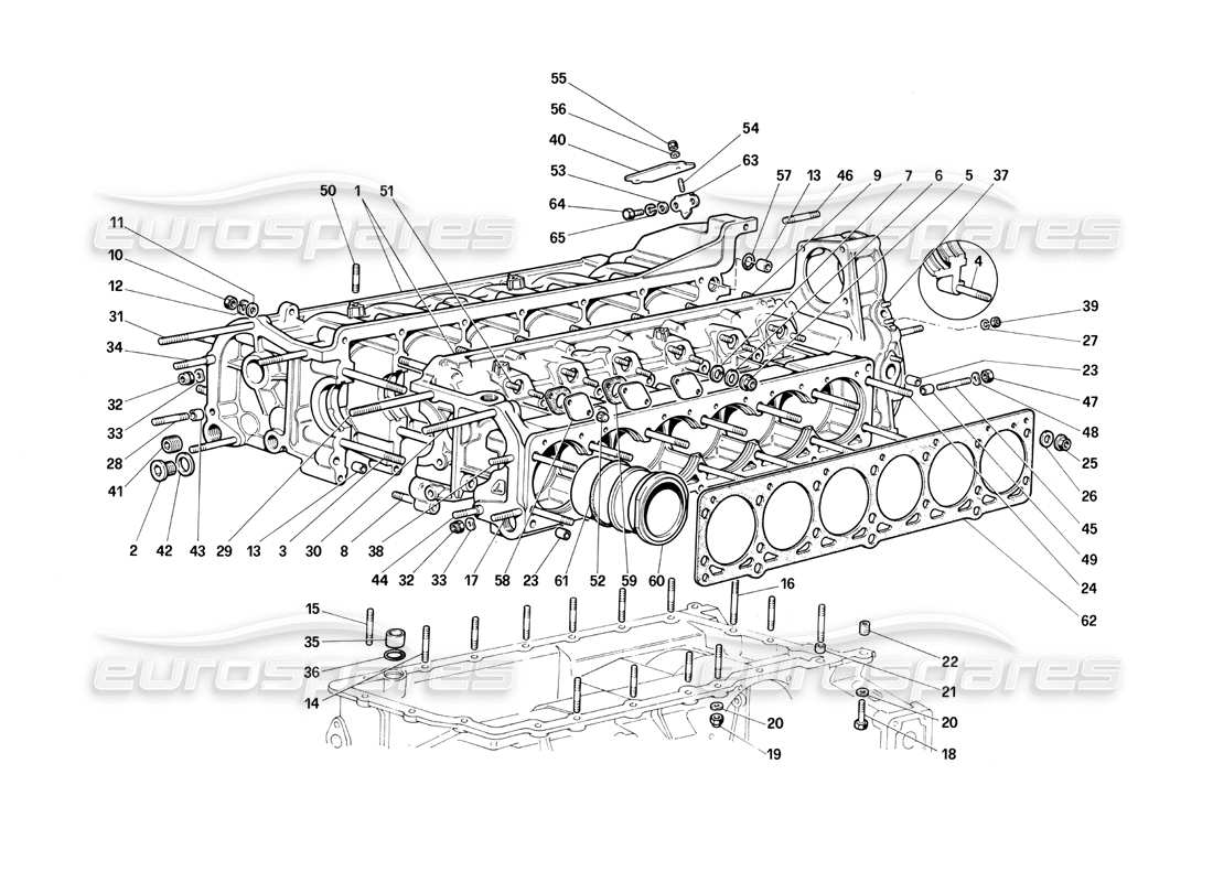 ferrari testarossa (1990) kurbelgehäuse-teilediagramm