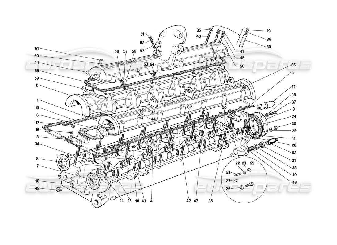 ferrari 400i (1983 mechanical) zylinderkopf (rechts) teilediagramm