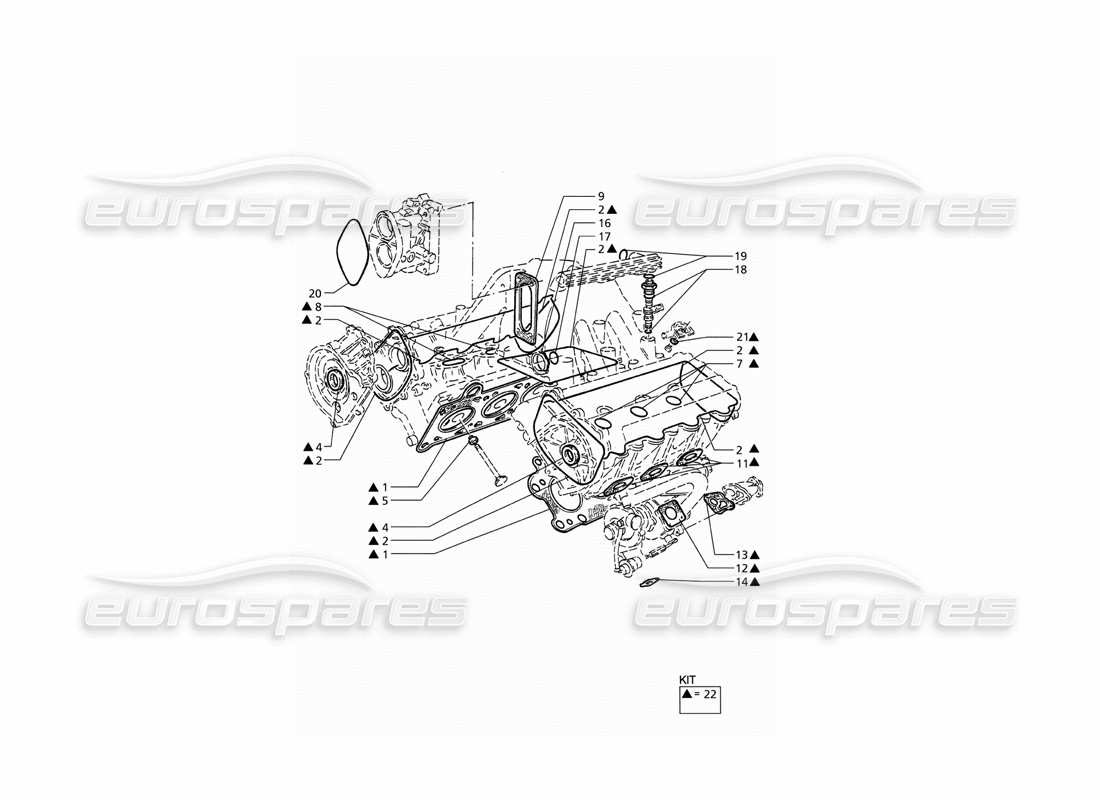 maserati qtp v6 (1996) diagramm für dichtungen und dichtungsringe für zylinderkopf-überholungen