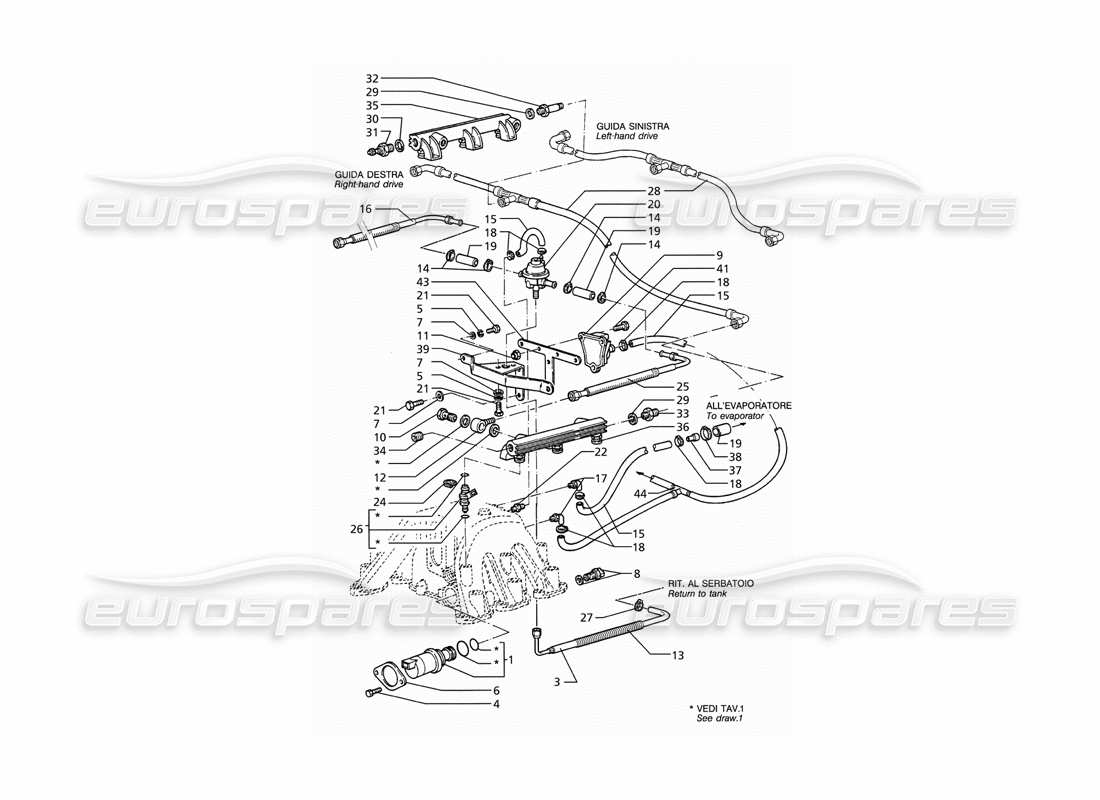 maserati ghibli 2.8 gt (variante) teilediagramm für einspritzsystemzubehör