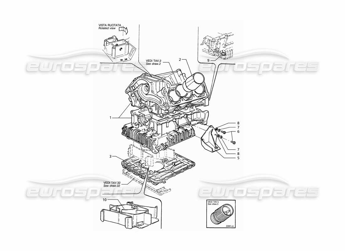 maserati ghibli 2.8 gt (variante) teilediagramm für motorblock und ölwanne