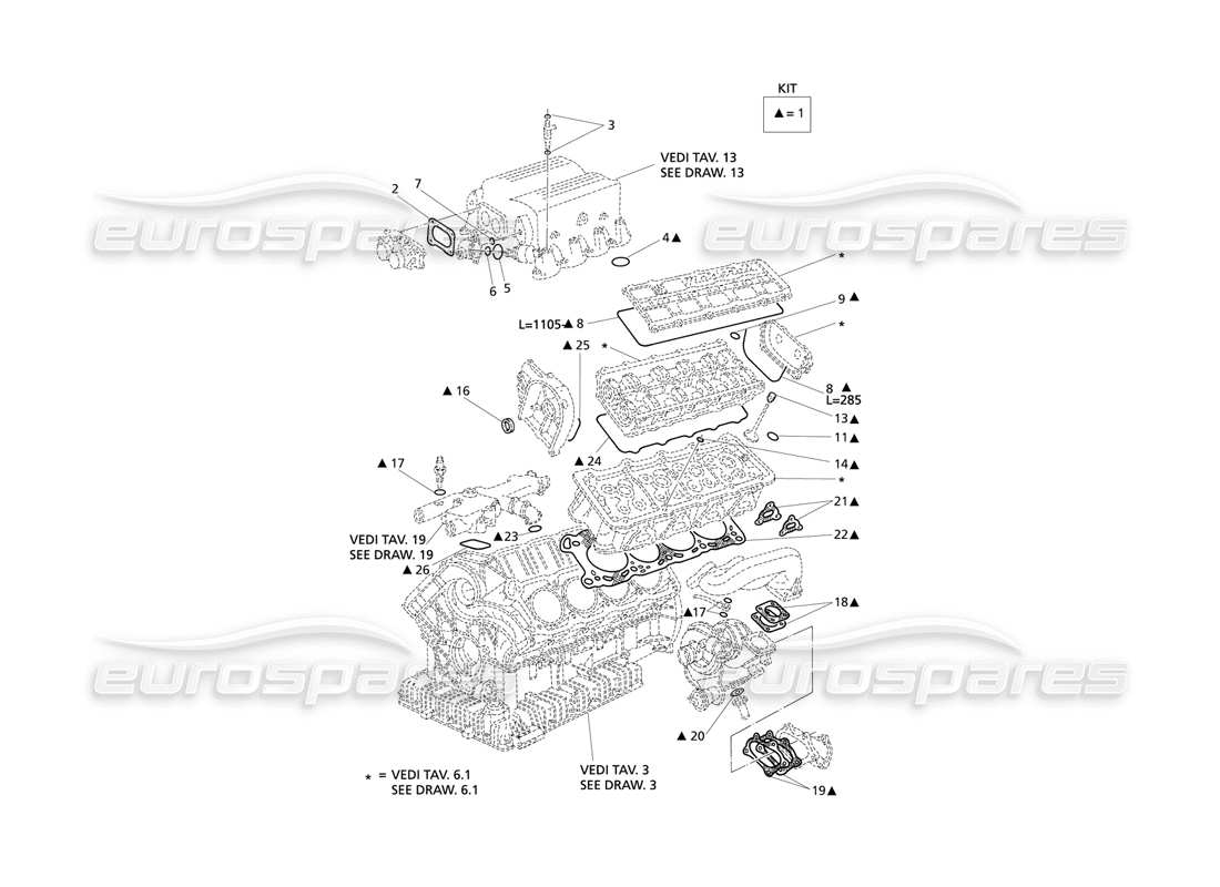 MASERATI QTP V8 EVOLUZIONE DIAGRAMM FÜR DICHTUNGEN UND DICHTUNGSRINGE FÜR ZYLINDERKOPF-ÜBERHOLUNGEN maserati qtp v8 evoluzione diagramm für dichtungen und dichtungsringe für zylinderkopf-überholungen
