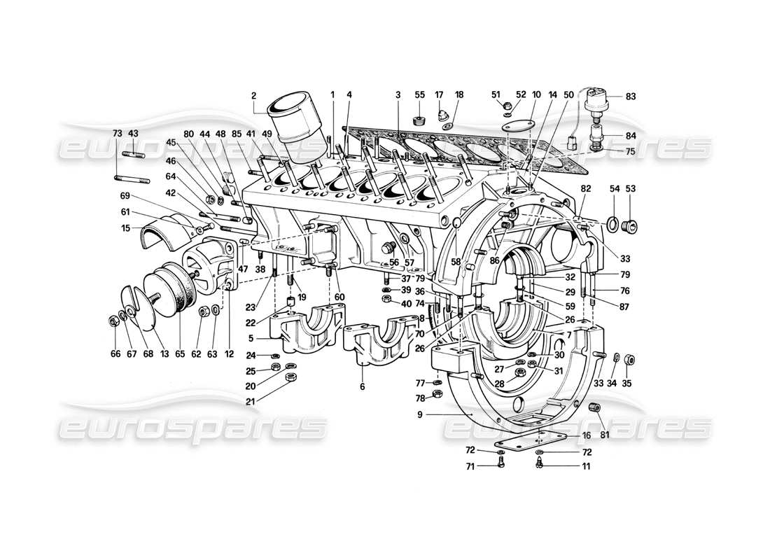 ferrari 400i (1983 mechanical) kurbelgehäuse-teilediagramm