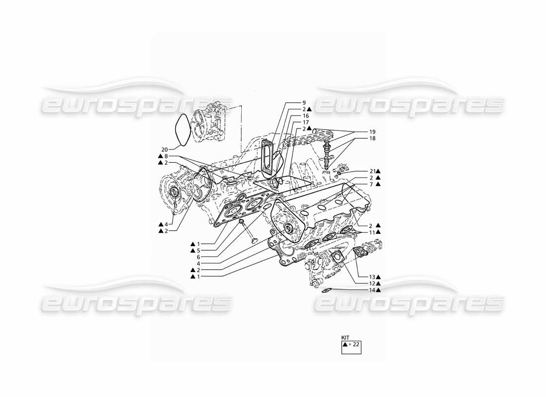 maserati ghibli 2.8 (abs) diagramm für dichtungen und dichtungsringe für zylinderkopf-überholungen