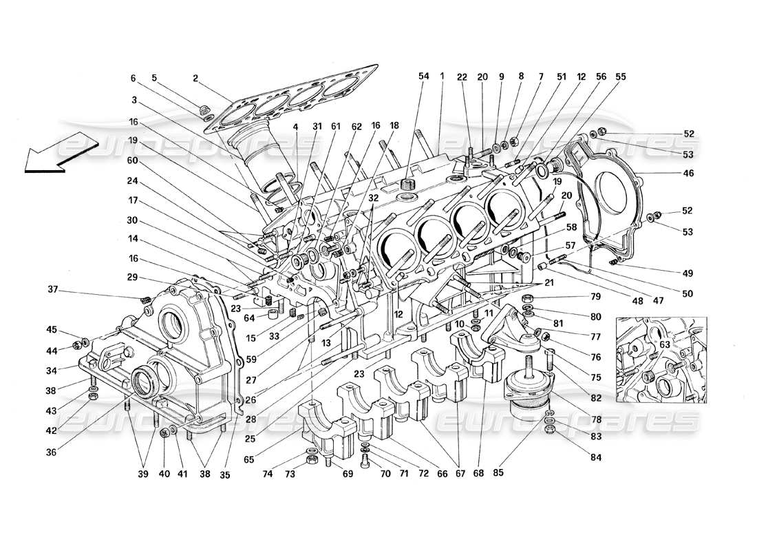 ferrari 348 (1993) tb / ts kurbelgehäuse-teilediagramm