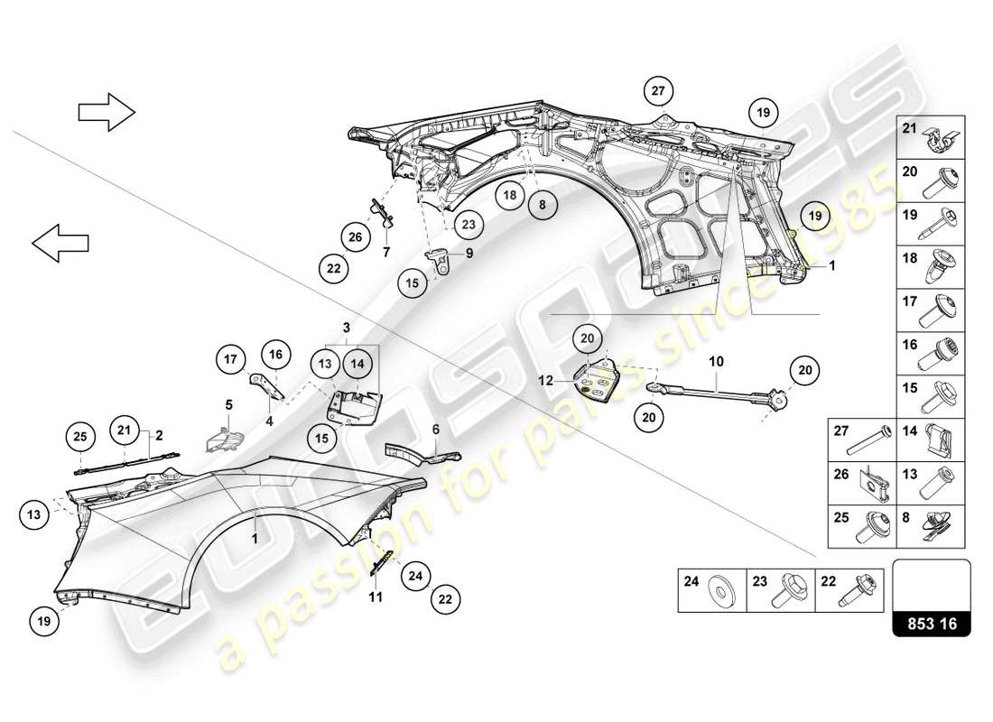 lamborghini tecnica (2023) flügel teilediagramm