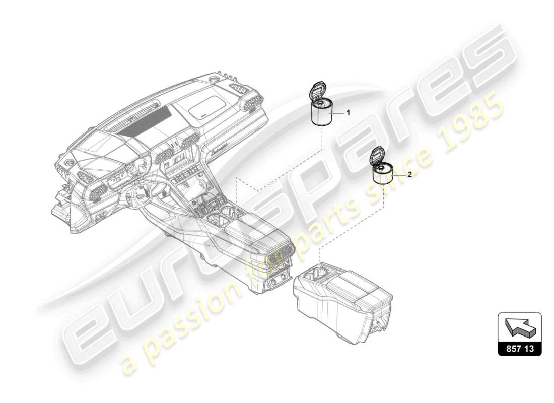 lamborghini urus s (2024) aschenbecher ersatzteildiagramm
