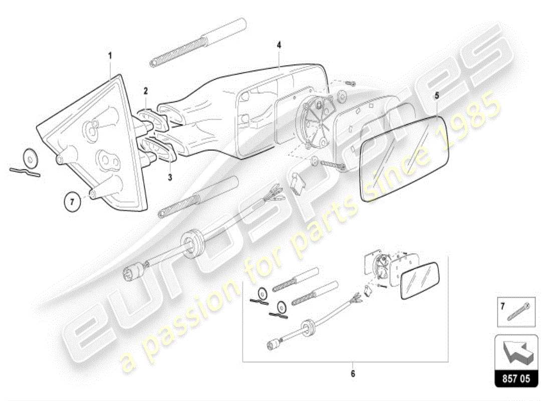 lamborghini diablo vt (1999) aussenspiegel ersatzteildiagramm