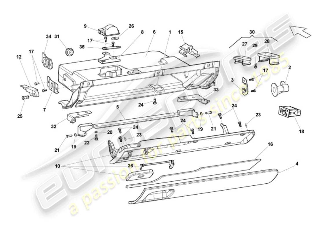 lamborghini lp570-4 spyder performante (2012) handschuhfach ersatzteildiagramm